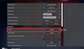 A screenshot showing the highlighted VSync option in Apex Legends setting page.