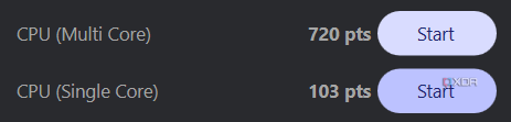 Cinebench results on Windows 11