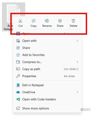 Screenshot of Windows 11 file explorer context menu with labels
