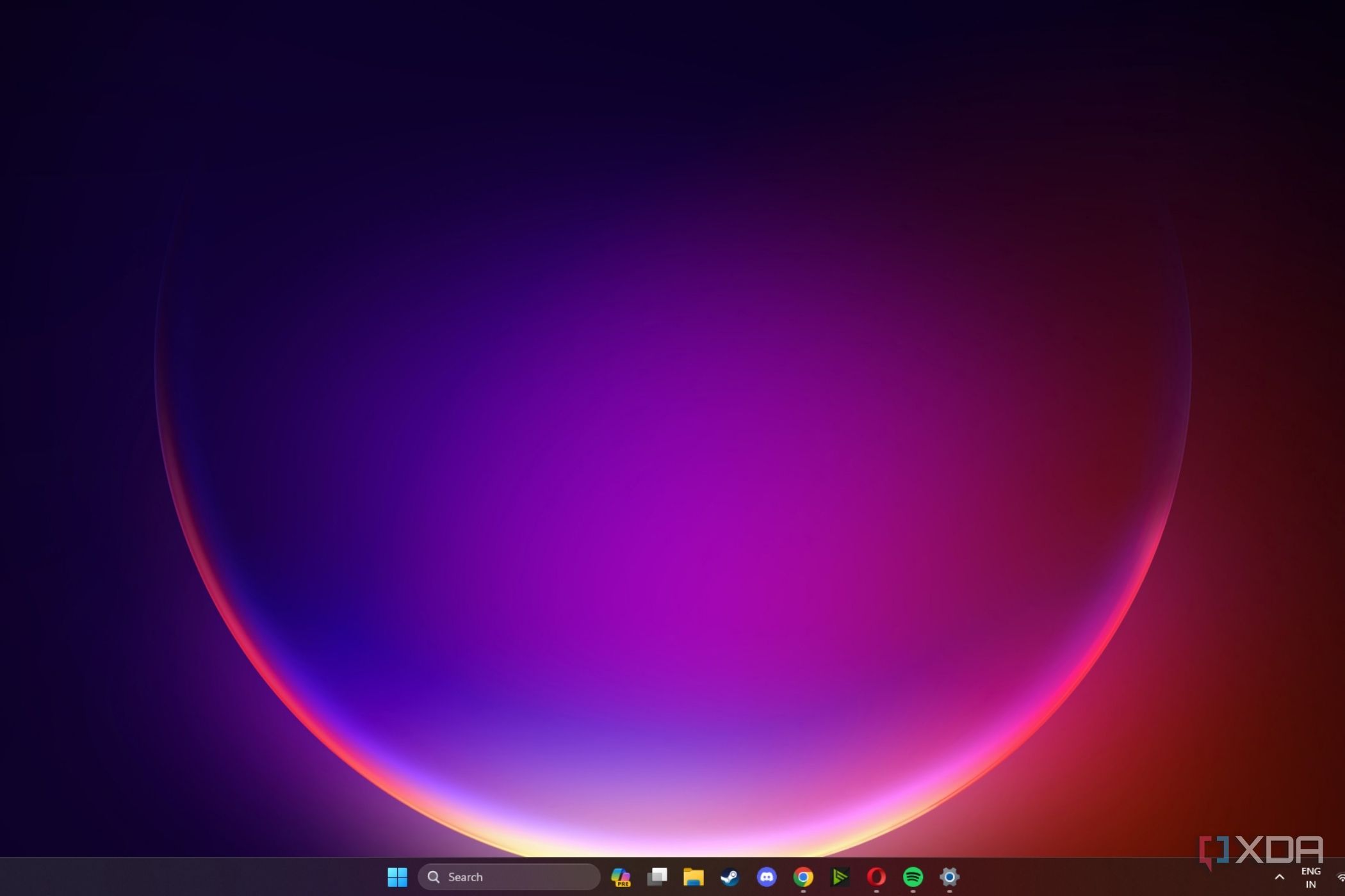 A screenshot showing the Windows 11 Glow wallpaper.