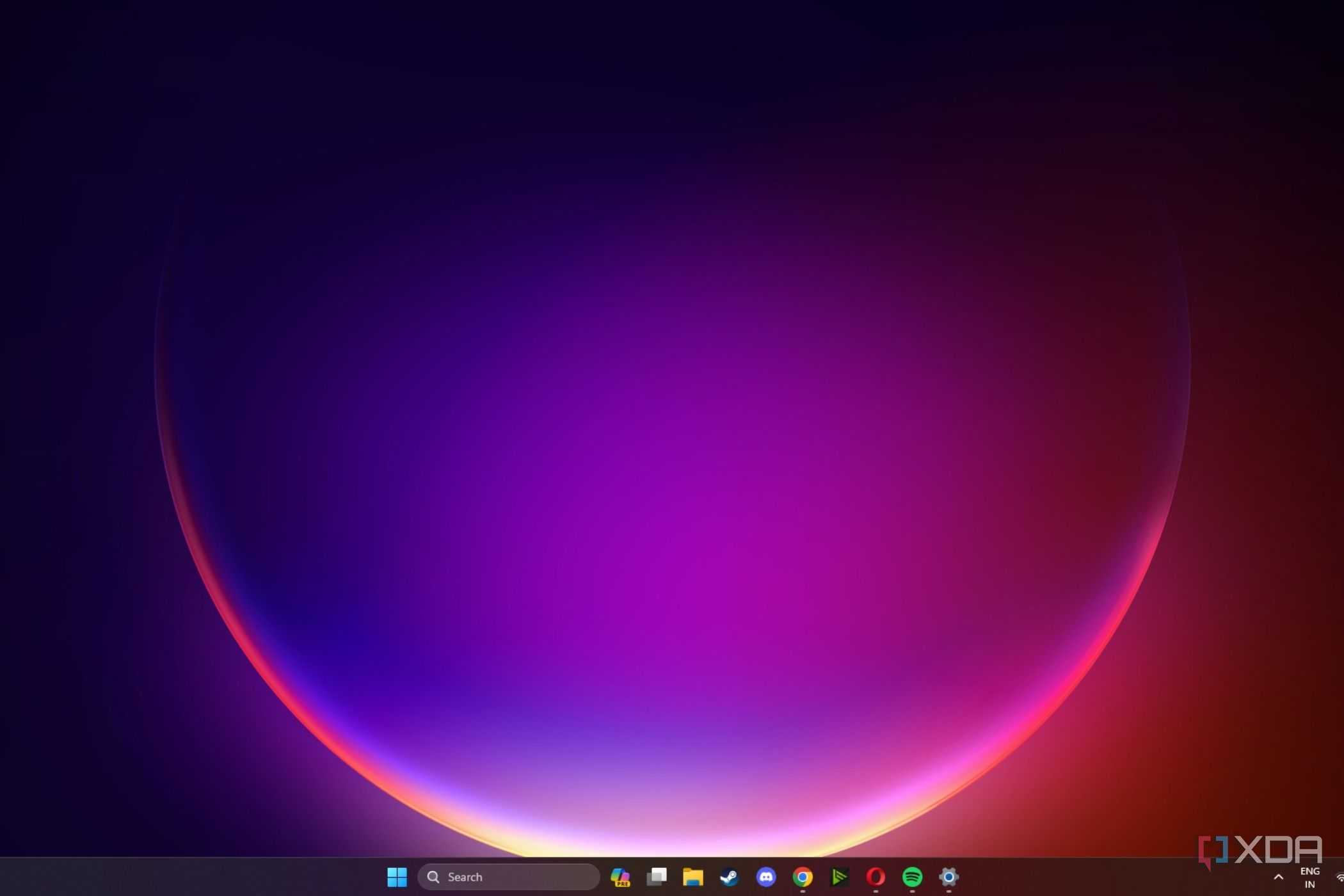 A screenshot showing the Windows 11 Glow wallpaper.