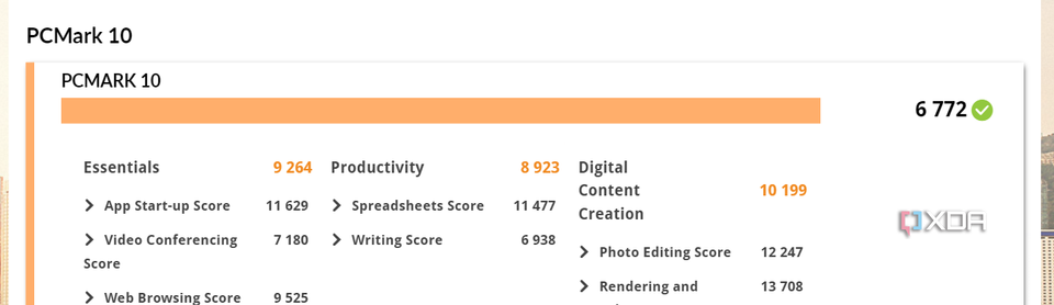 PCMark 10 benchmark results on Windows 11