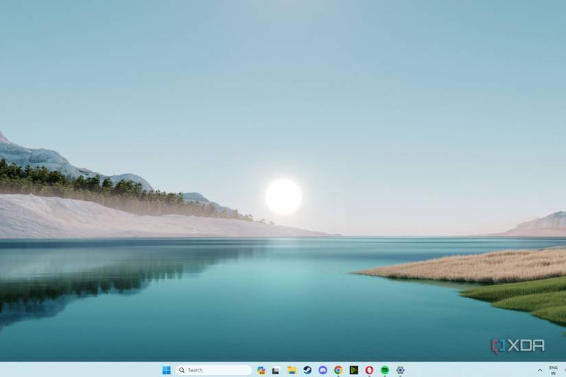 A screenshot showing the Windows 11 sunrise wallpaper.