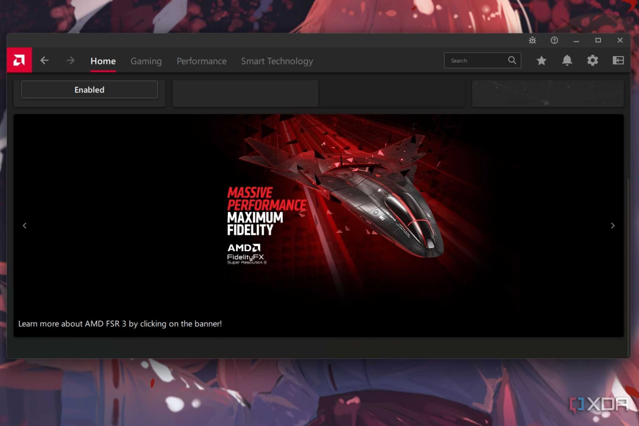 A screenshot showing the AMD Software Adrenaline Edition program running on a Windows PC.