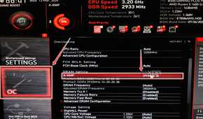 The MSI BIOS displaying the option to set an A-XMP profile