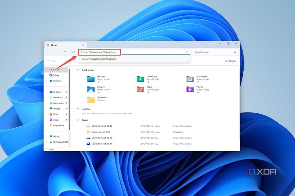 The AppData folder location