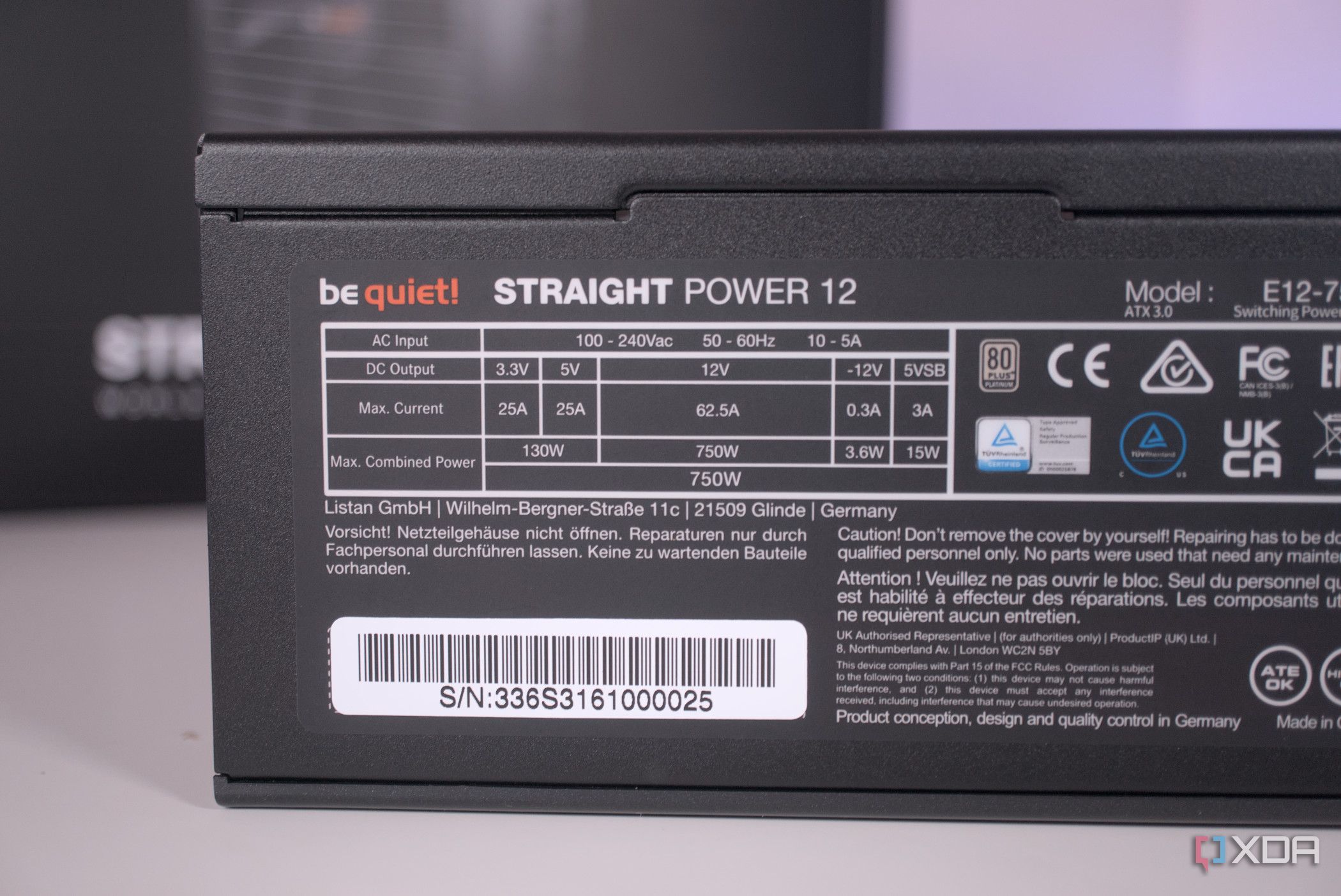 be quiet! Pure Power 12 M 850W sticker