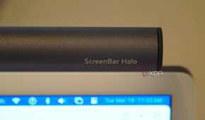 The BenQ ScrenBar Halo in front of an iMac.