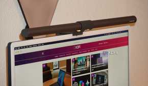 A close-up of the BenQ ScreenBar Halo on an iMac.