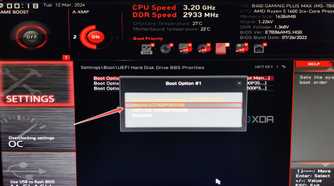 The MSI BIOS highlighting the procedure to switch to Ubuntu