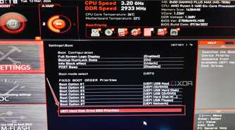 MSI BIOS with the BBS Priorities setting highlighted