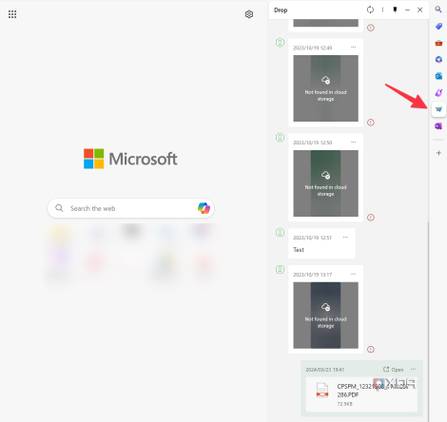 Microsoft Edge drop to share files