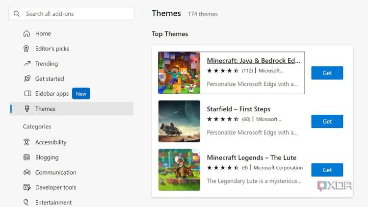 Microsoft Edge theme store