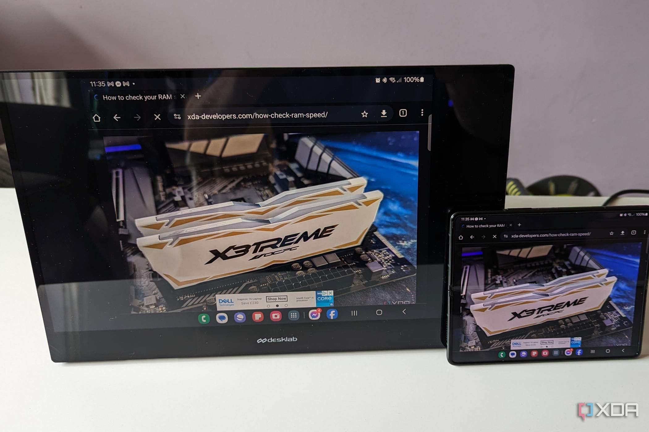 desklabs portable monitor mirroring samsung fold 3 screen on xda website