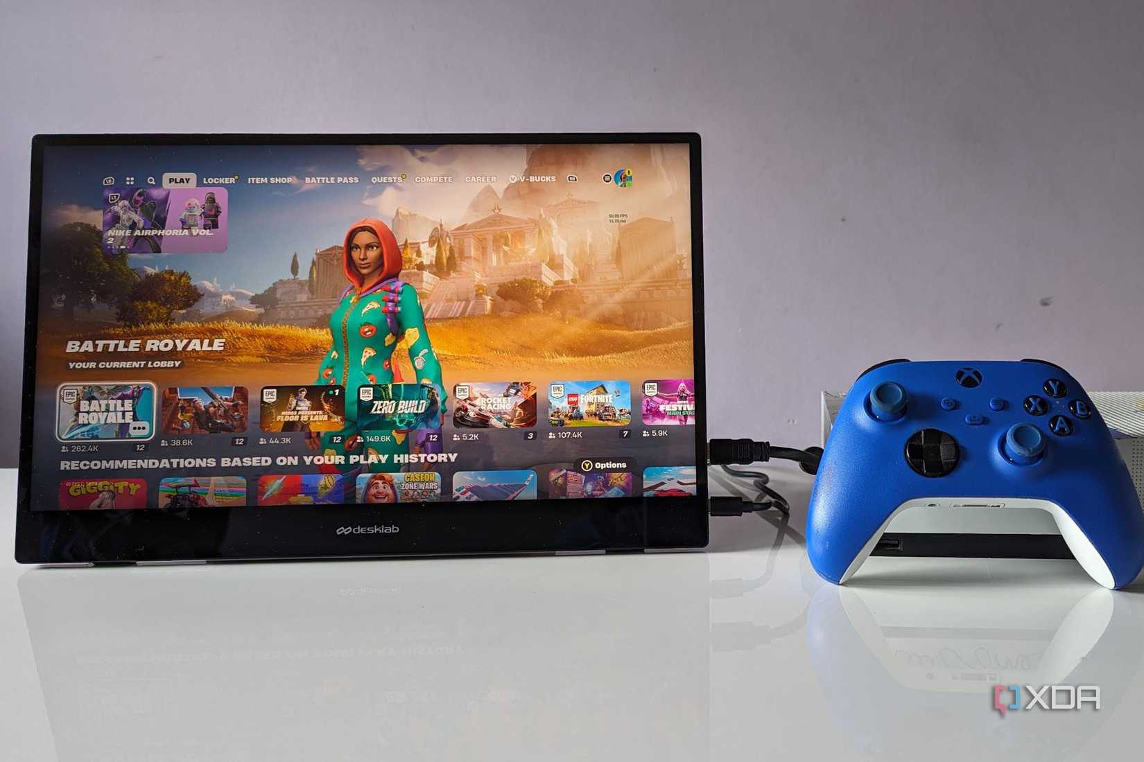 desklabs portable monitor on xbox playing fortnite