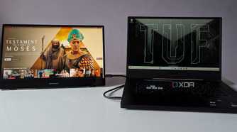 desklabs portable monitor showing netflix