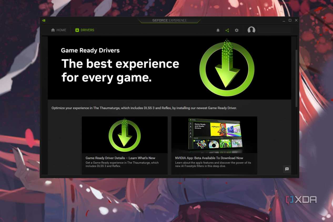 A screenshot showing the Driver update page in GeForce Experience.