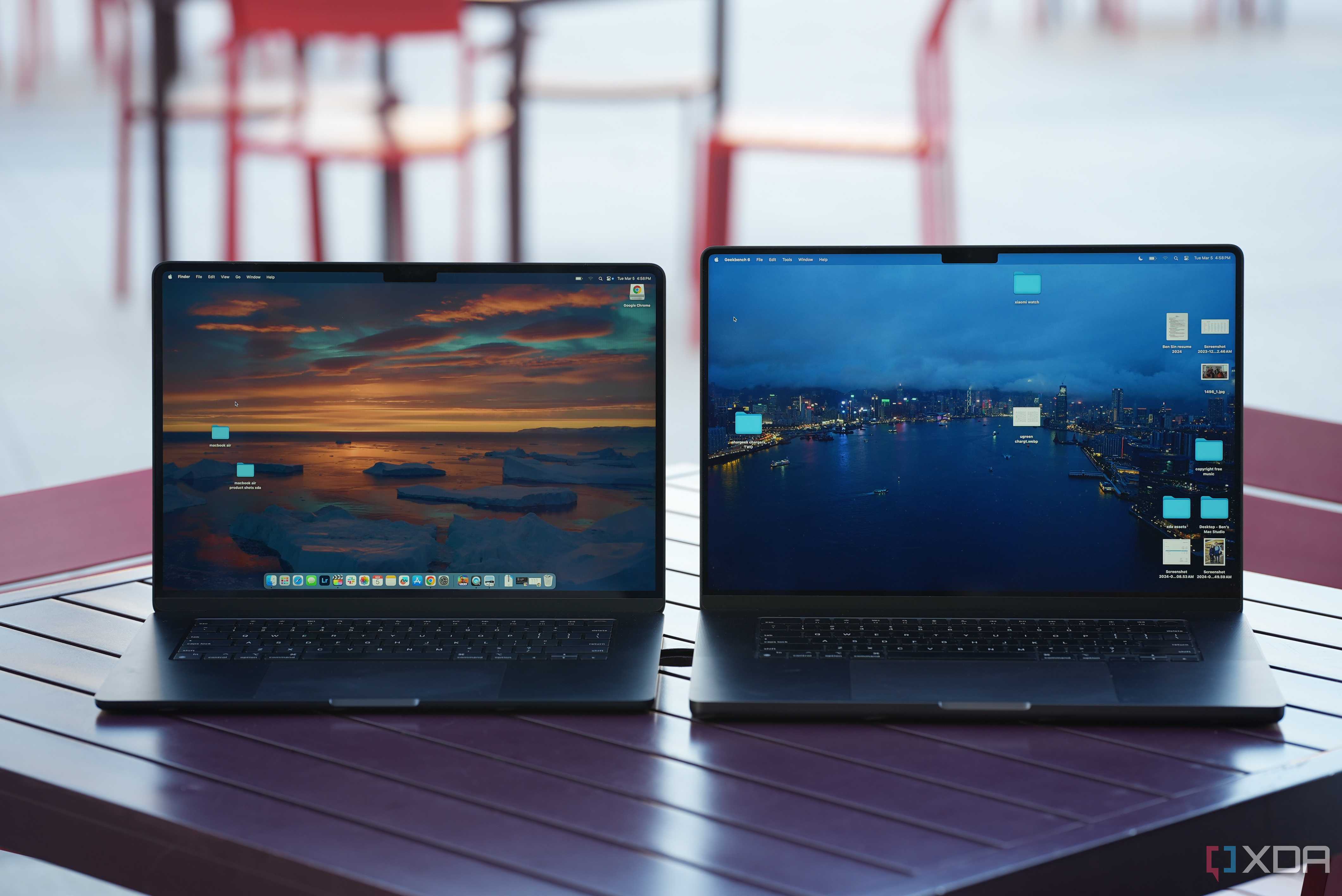 15-inch MacBook Air next to 16-inch MacBook Pro