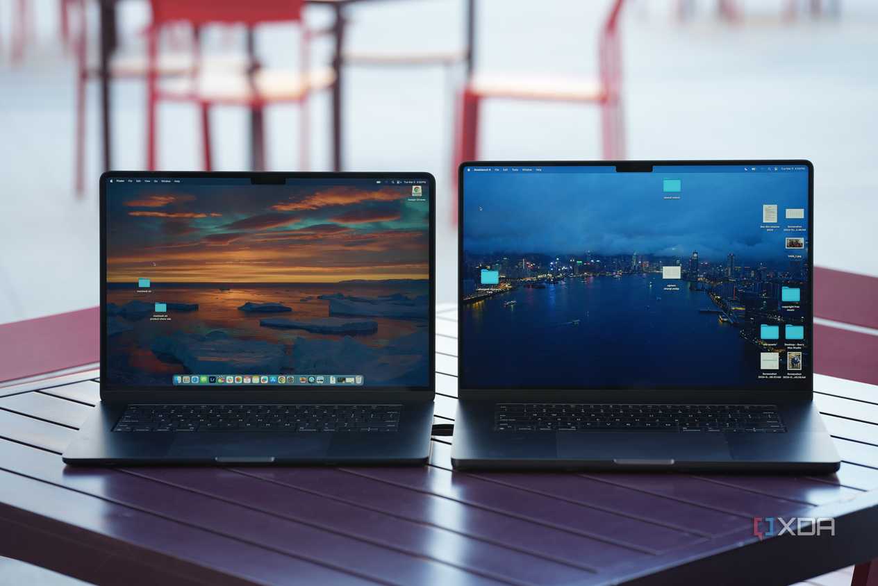 15-inch MacBook Air next to 16-inch MacBook Pro