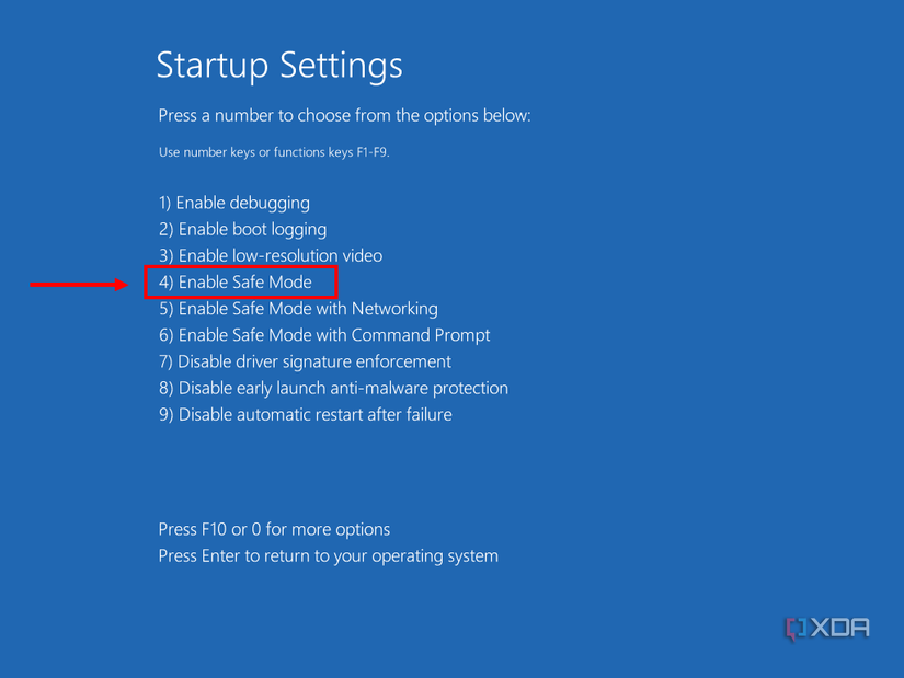 Screenshot of startup settings in Windows 11
