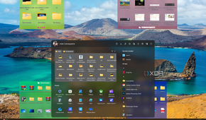 Screenshot of a Windows 11 desktop showing multiple fences and the Start11 Start menu