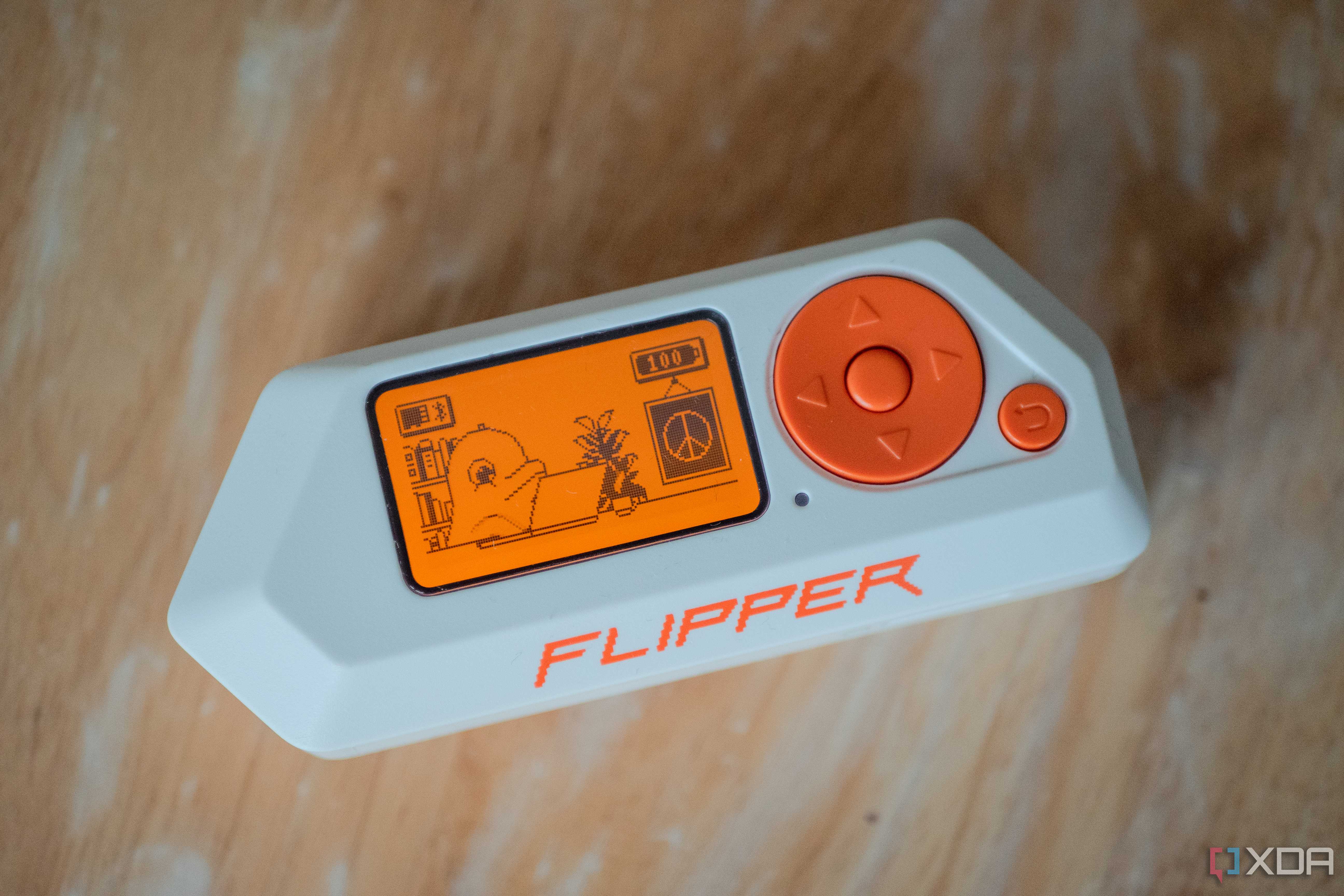 Flipper Zero sitting on a table