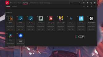 A screenshot showing the games tab in AMD Adrenaline software.