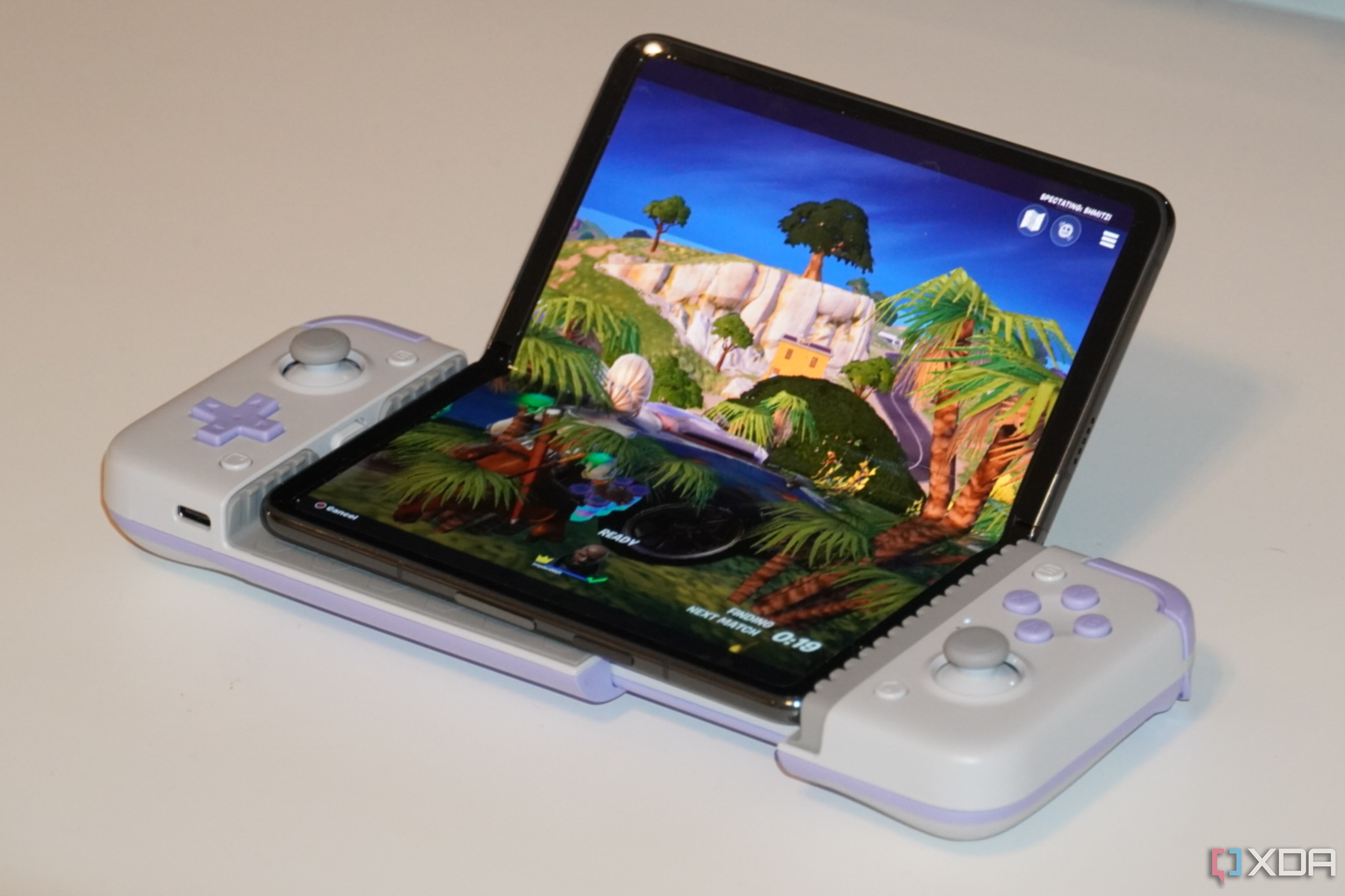 Fortnite on a Pixel Fold with the GameSir X2s.