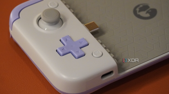 The USB-C connector and port on the GameSir X2s.