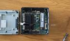 Overhead view of the inside of the Geekom Mini IT13 shwing RAM and SSD slots
