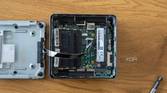 Overhead view of the inside of the Geekom Mini IT13 shwing RAM and SSD slots