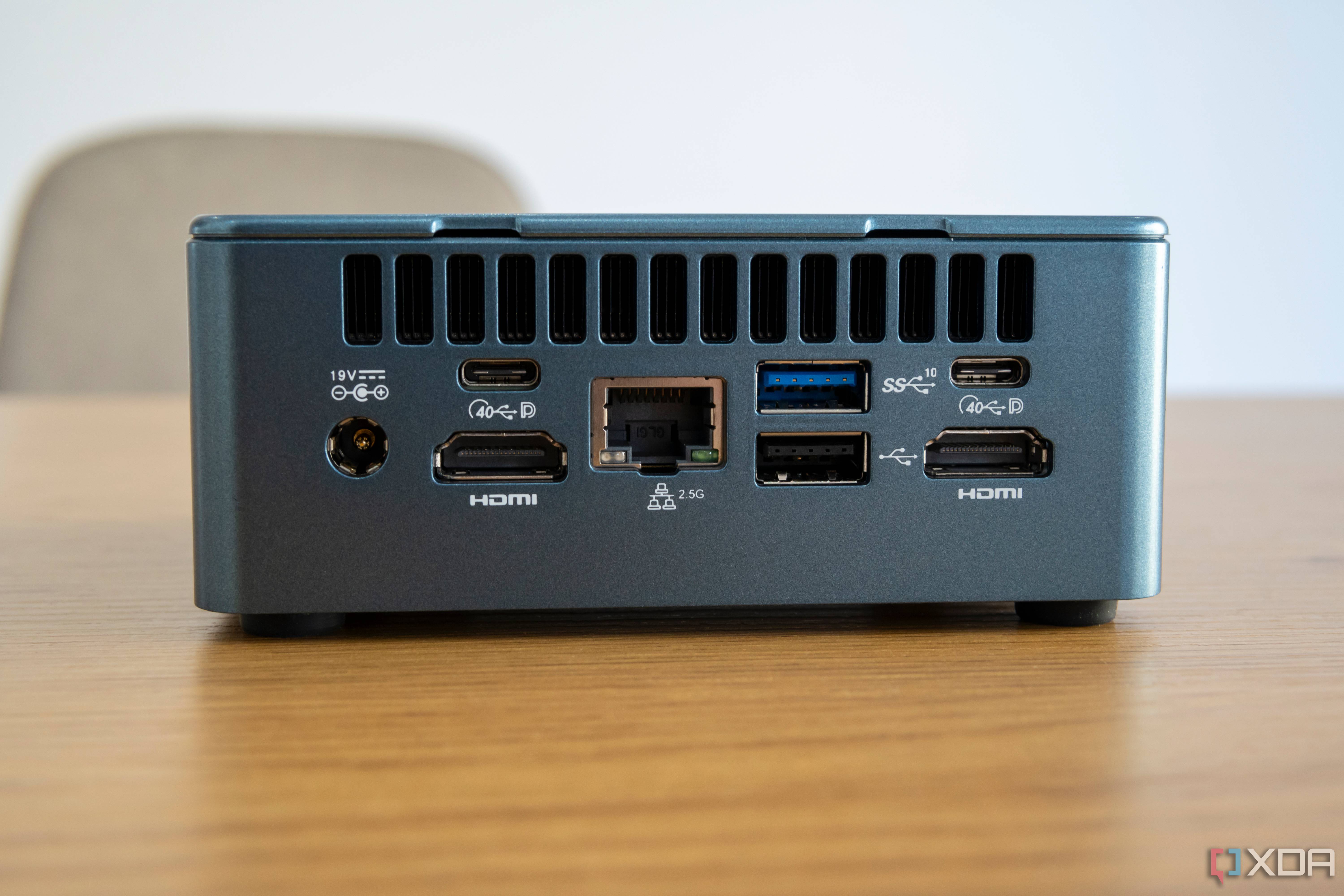 Close-up of the rear of the Geekom Mini IT13