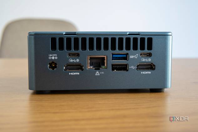 Close-up of the rear of the Geekom Mini IT13