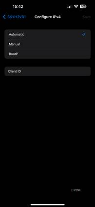 Screenshot showing where to configure DHCP on an iPhone