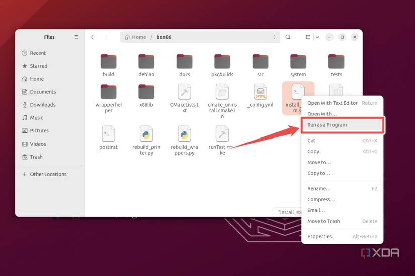 The procedure to run the install_steam.sh shell file