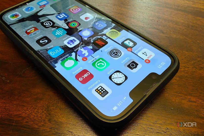 An iPhone on its side with the LTE symbol visible in the top, right corner.