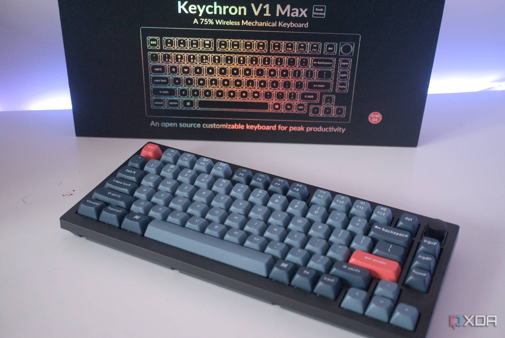 Keychron V1 Max in front of its box