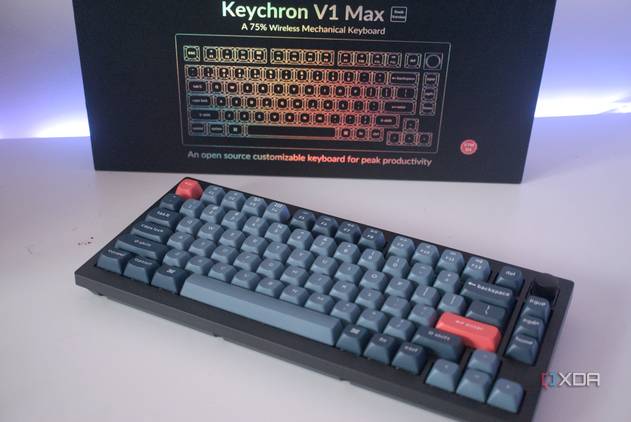 Keychron V1 Max in front of its box