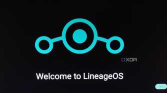 The splash screen that appears when booting LineageOS on the Raspberry Pi 5