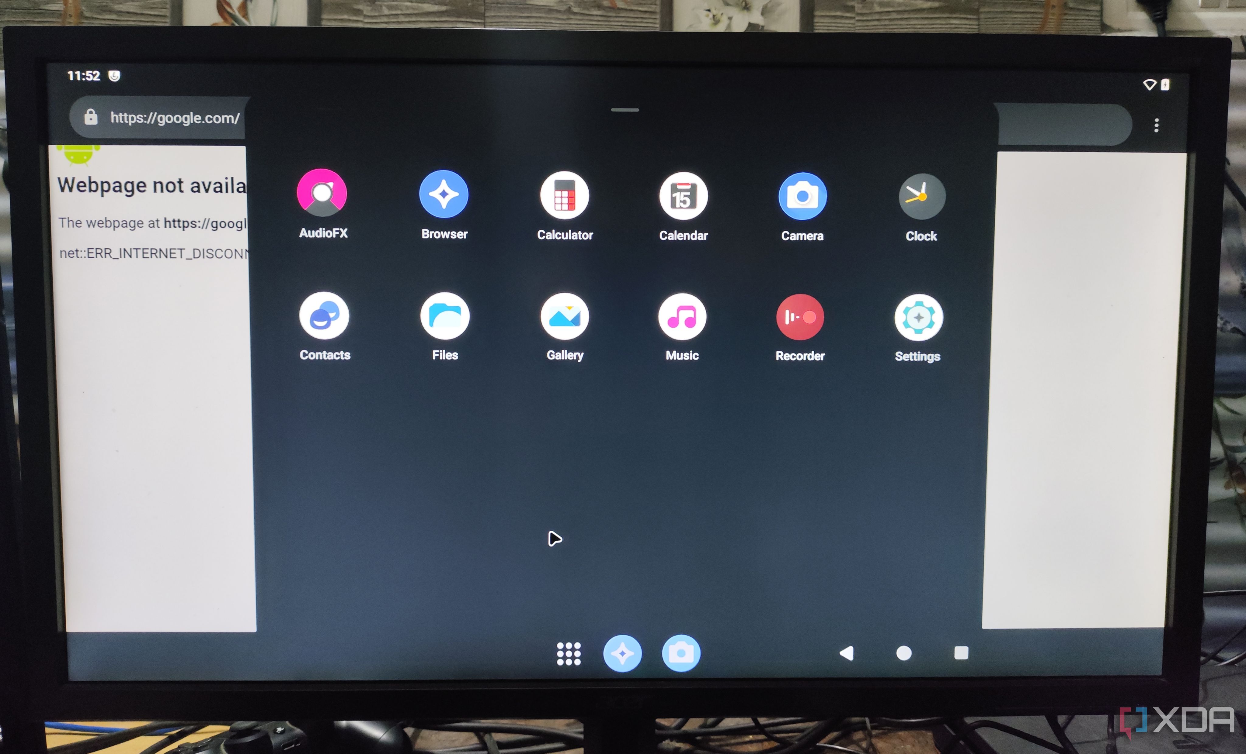 A monitor displaying the LineageOS interface