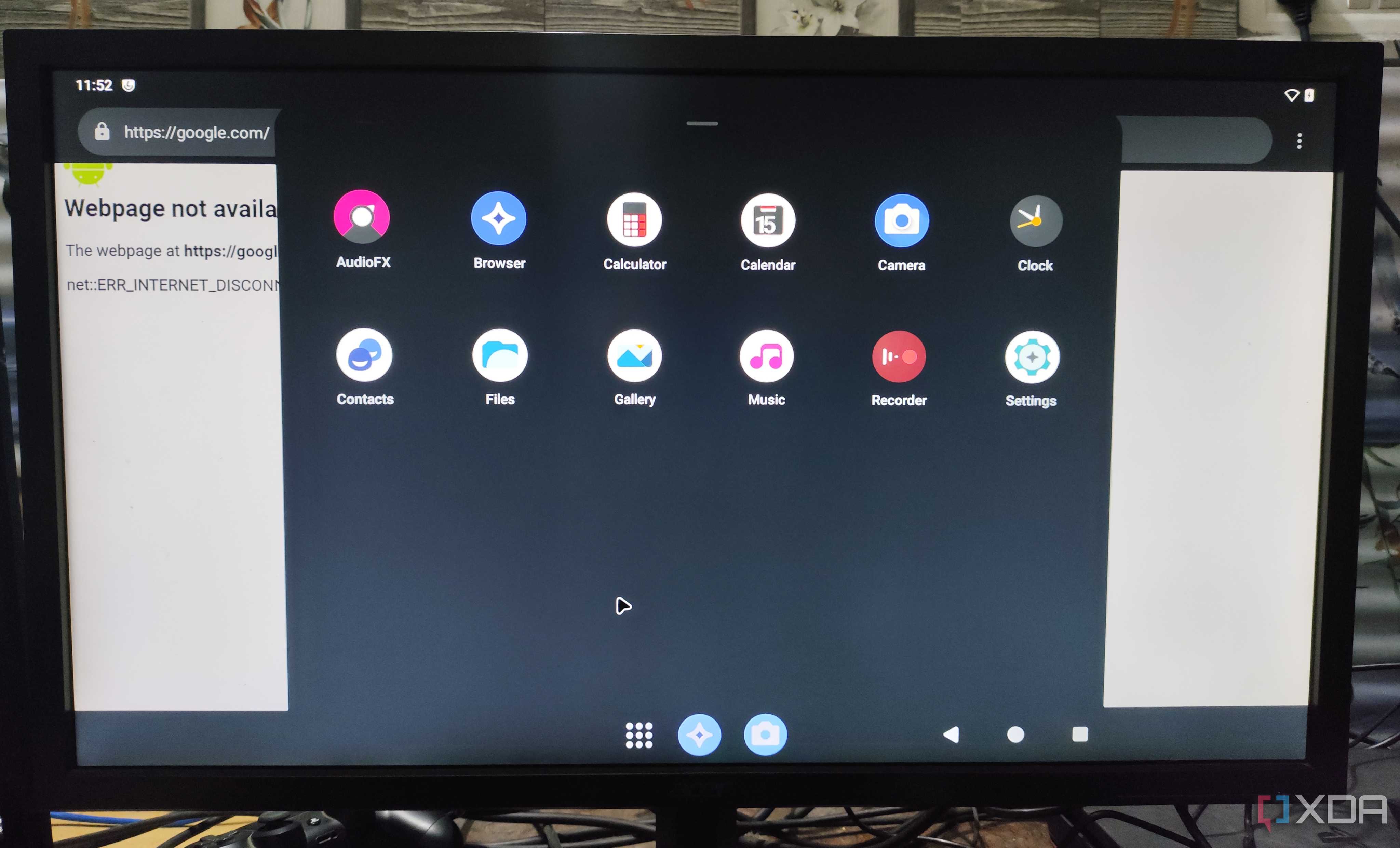 A monitor displaying the LineageOS interface
