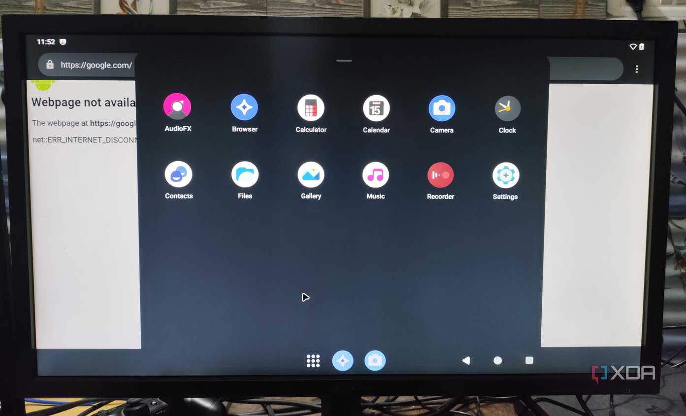 A monitor displaying the LineageOS interface