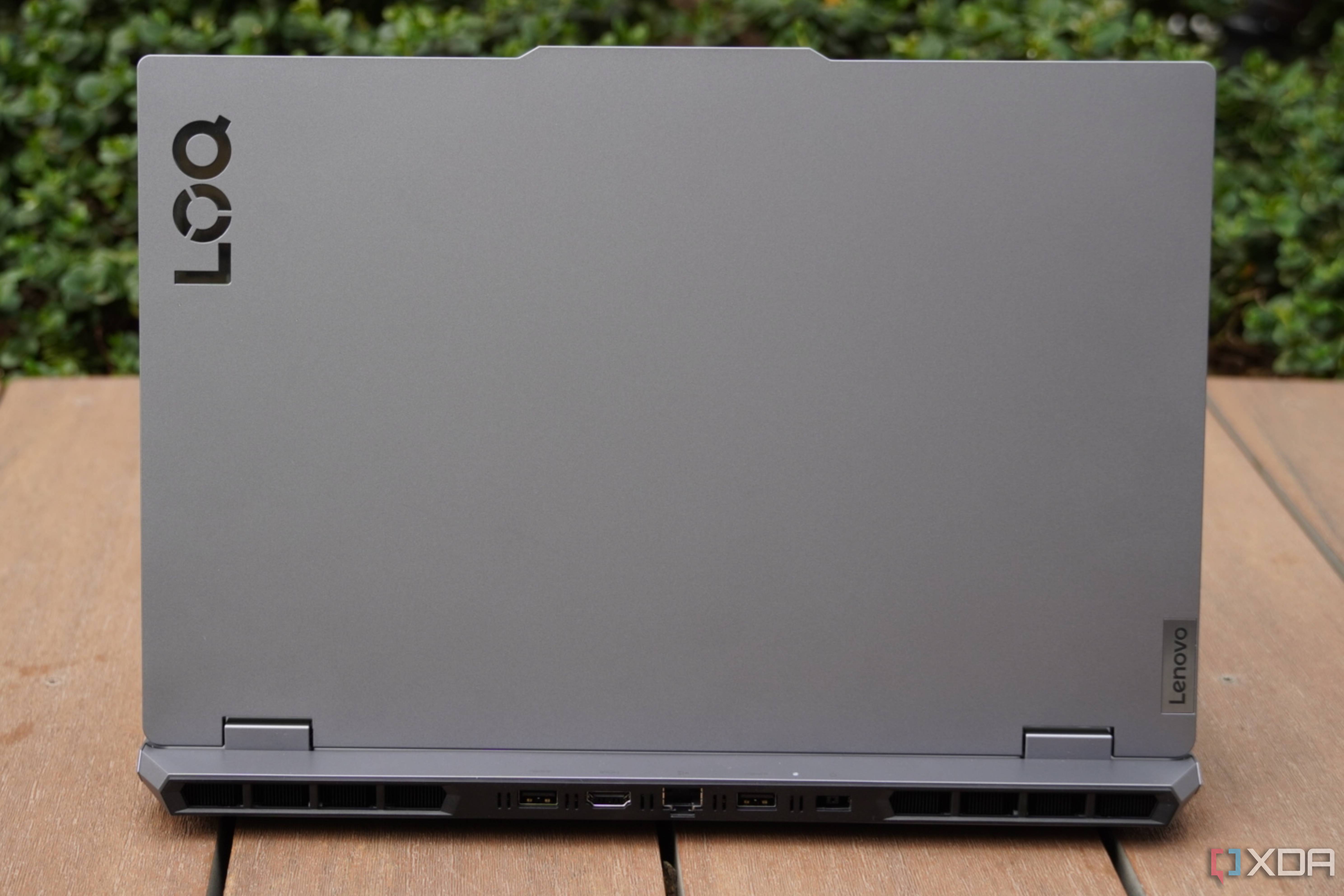 The back of a Lenovo LOQ 15 laptop.