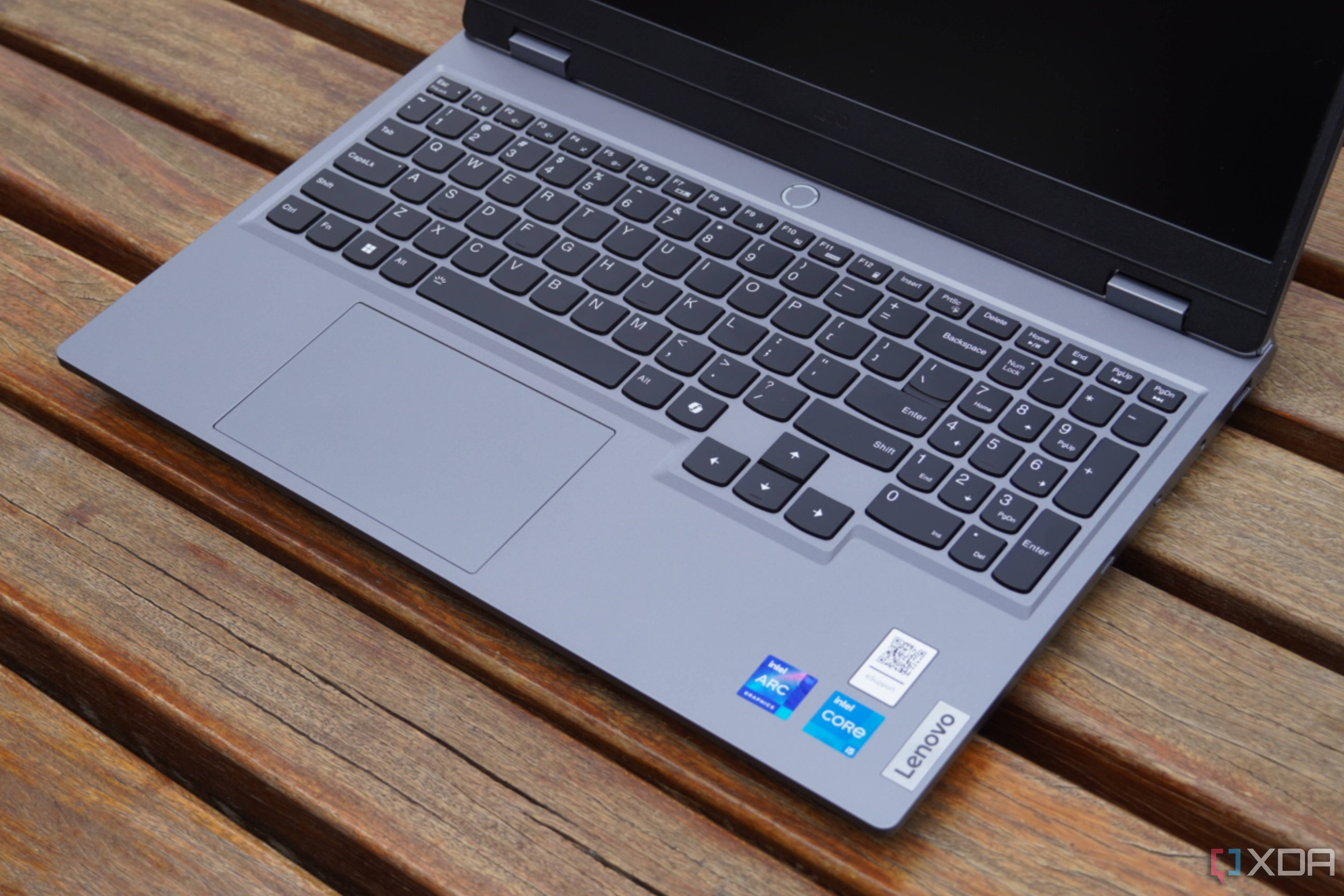 The keyboard and touchpad on the Lenovo LOQ 15.