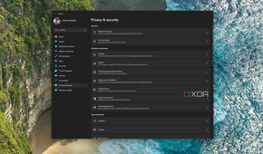 Screenshot of a Windows 11 desktop with privacy and security settings open