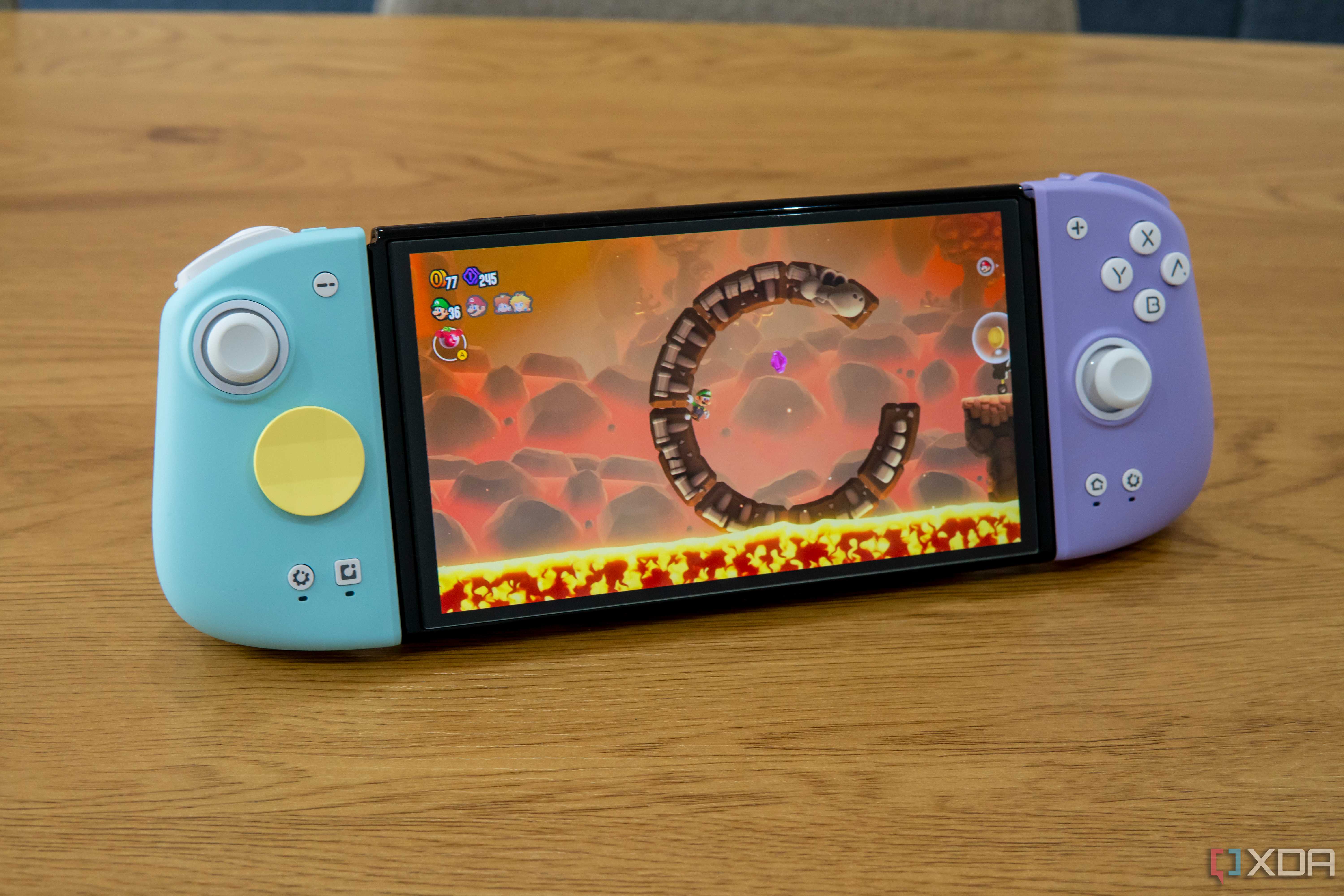 Nintendo Switch OLED with the Mobapad M6s attached