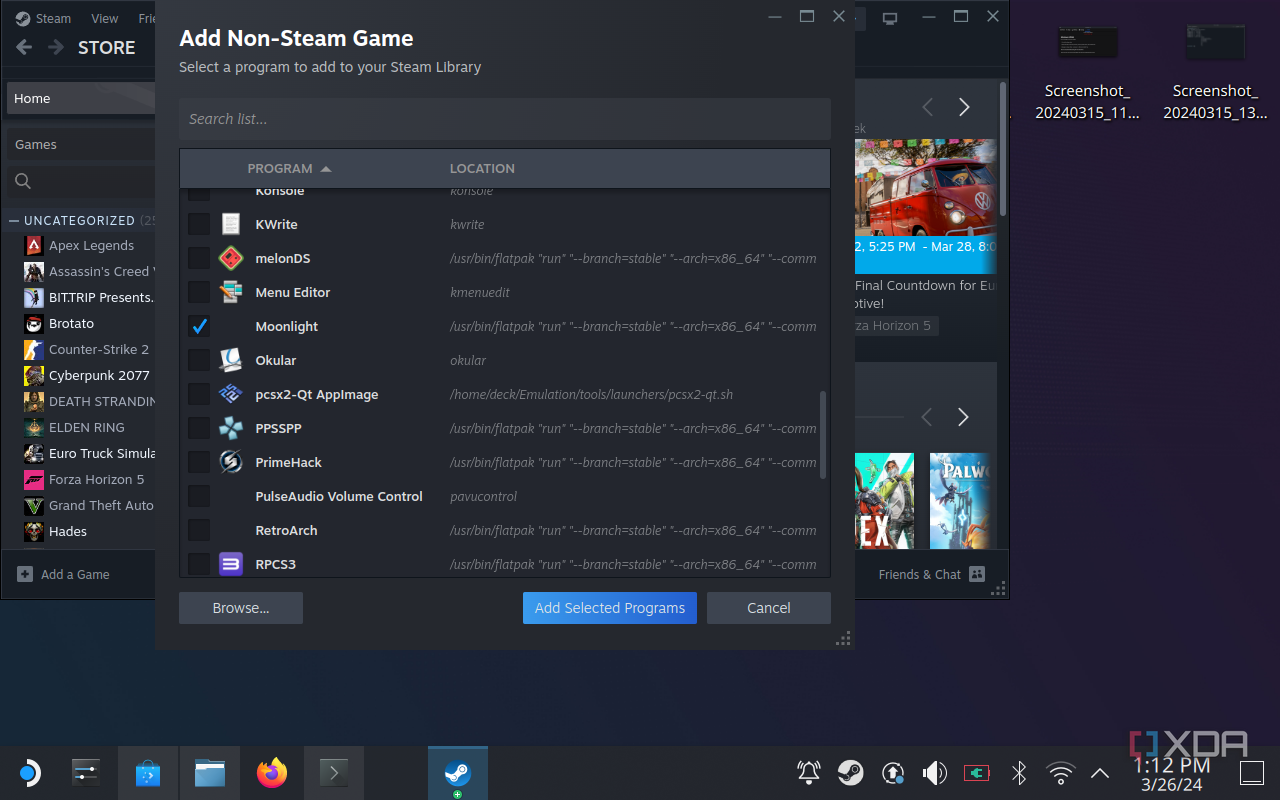 Adding Moonlight as a non-Steam game on the Steam Deck