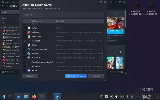 Adding Moonlight as a non-Steam game on the Steam Deck