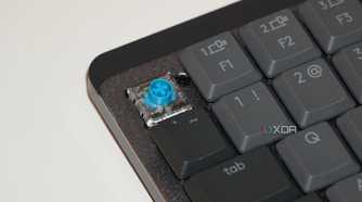 The clicky blue switches of the MX Mechanical Mini.