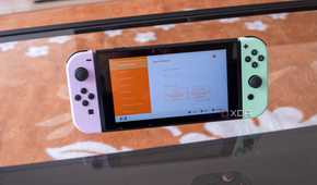 A Nintendo Switch showing the search feature on the eShop